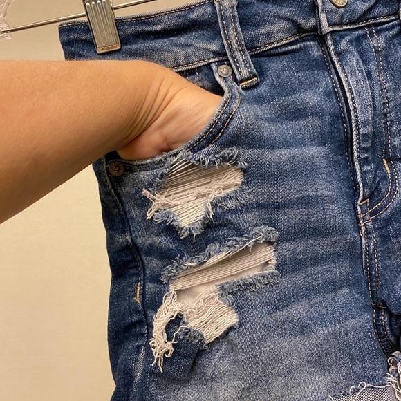 American Eagle Hi Rise Shortie Cutoff Shorts, Stretch, Distressed, Size 4, Women - Picture 3 of 9